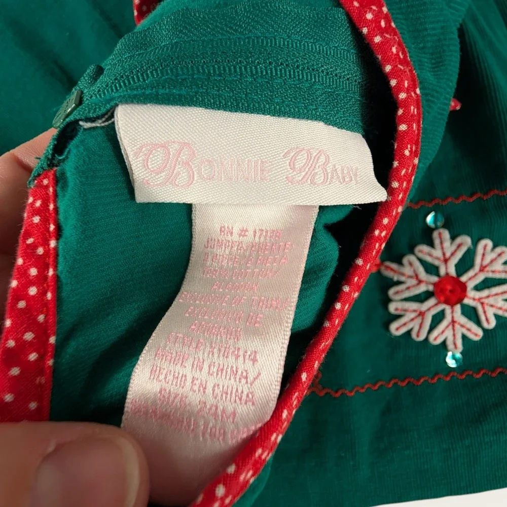 Green Corduroy Holiday Jumper Dress Kids Christmas Snowman Reindeer Embroidery
